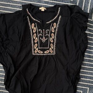 Forever 21 Black Tunic with Multicolor Embroidery